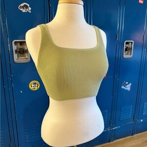 Babaton Olive Knit Cropped ribbed tank